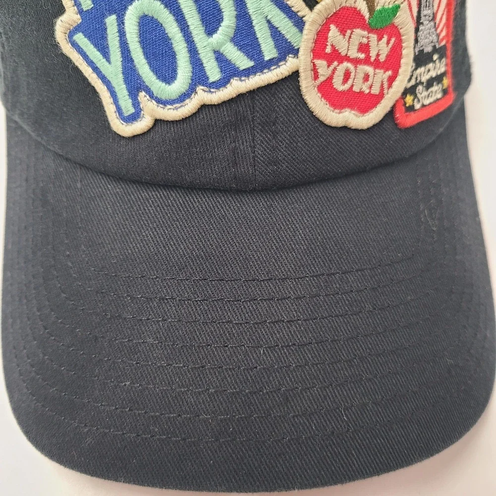 American Needle Hat Strapback Black New York Souvenir Patches Empire State Men